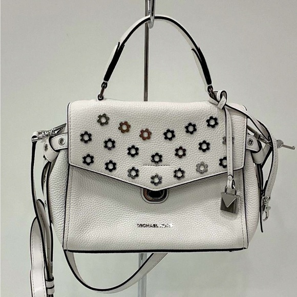 Michael Kors White and Black Floral Studded Bag - Picture 1 of 10